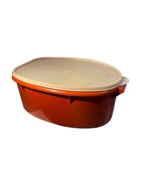 Tupperware Roast Flavor Saver Paprika Red 3 Piece Lift Out Tray Seal 12" Long